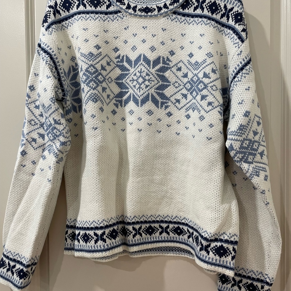 SHEIN Nordic Blue and White Sweater